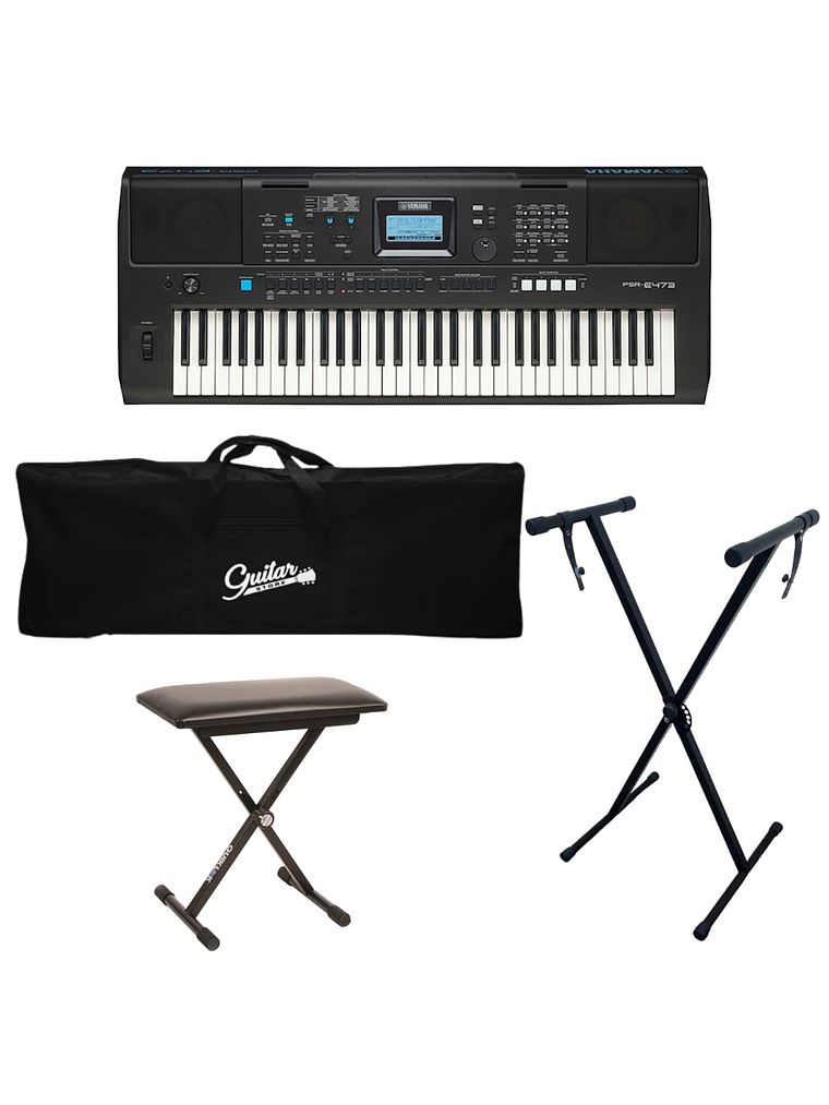 PSR-E473 Full Pack Teclado Digital Yamaha Atril + Funda + Sillin  1