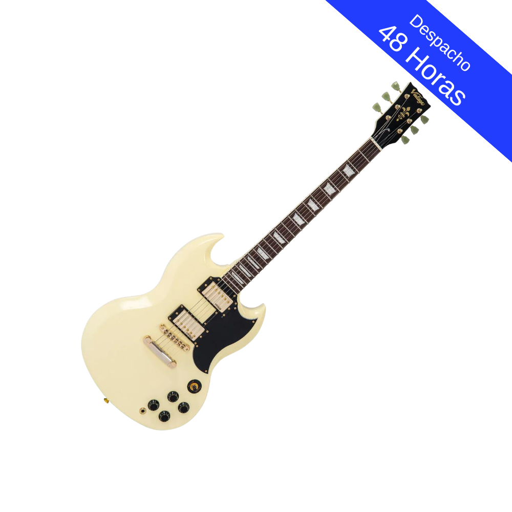 Guitarra eléctrica Vintage VS6 REISSUED Hardware blanco/dora