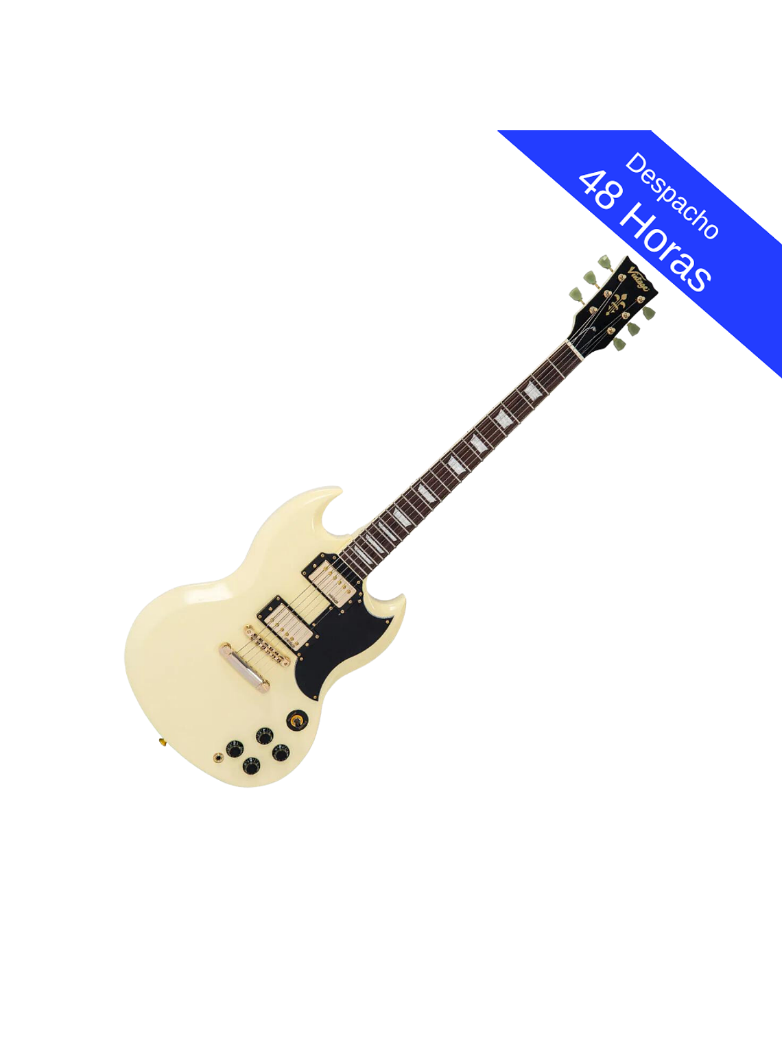 Guitarra eléctrica Vintage VS6 REISSUED Hardware blanco/dorado  1