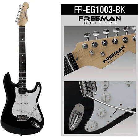 FREG1003 Guitarra eléctrica Stratocaster Negra Freeman
