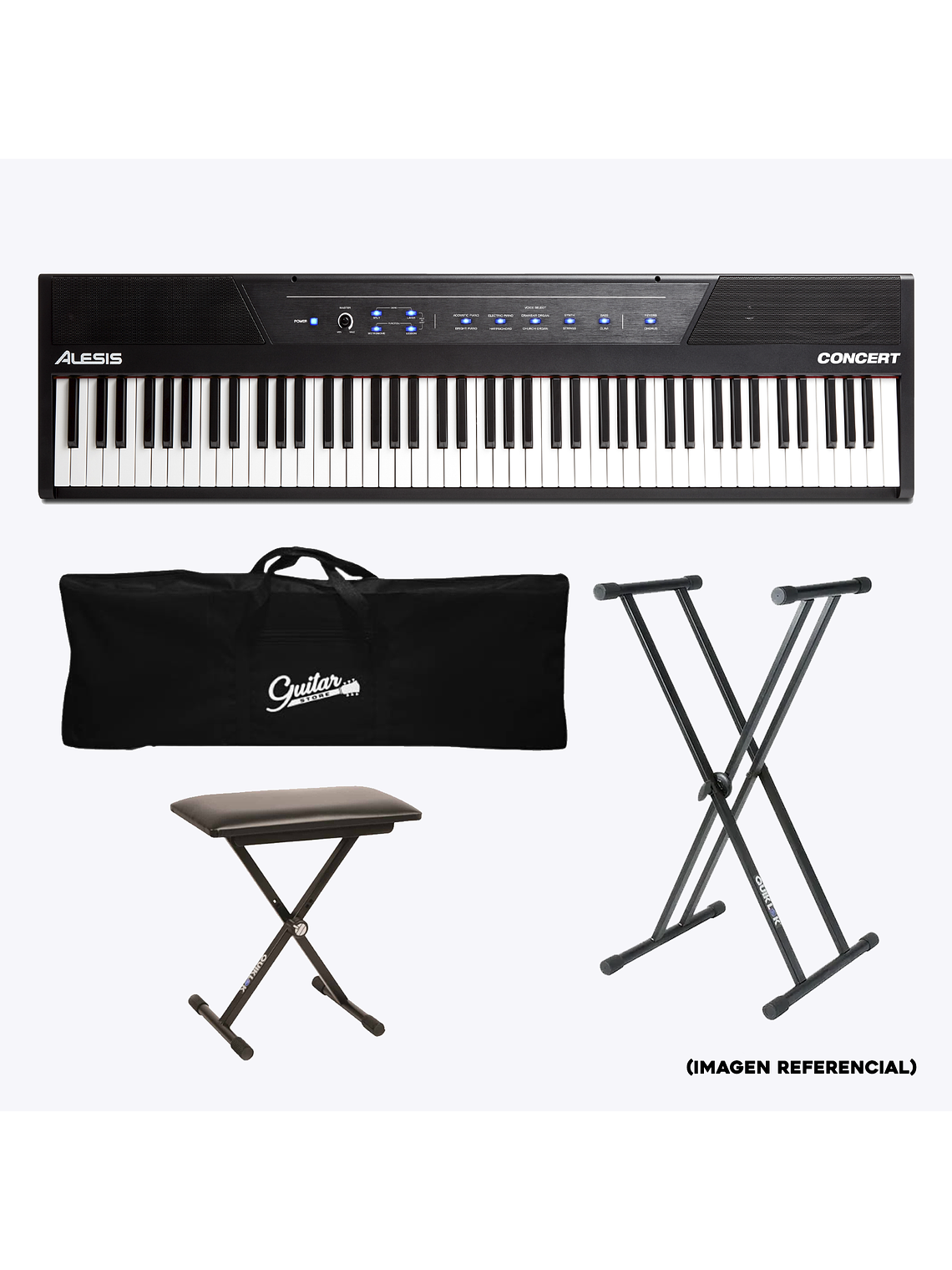 Concert 88 Full Pack Piano Digital Alesis + Atril + Funda + Sillín 1