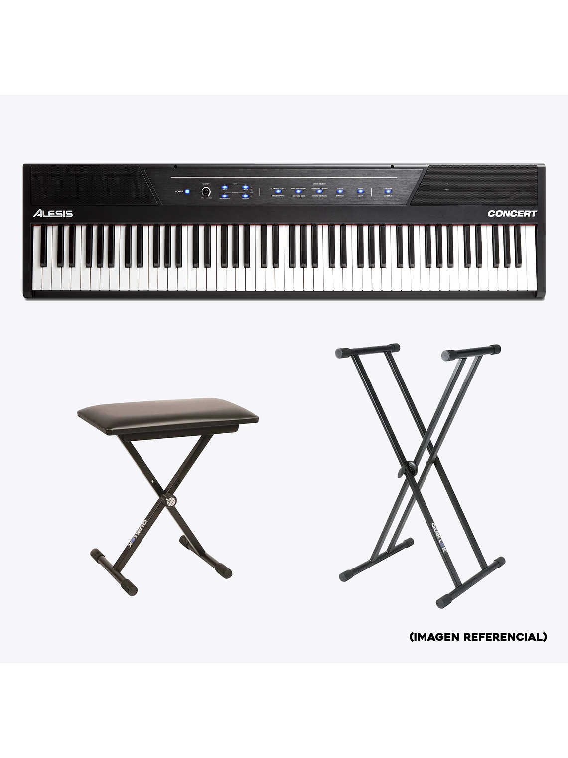 Concert 88 Pack Piano Digital Alesis + Atril + Sillín 1