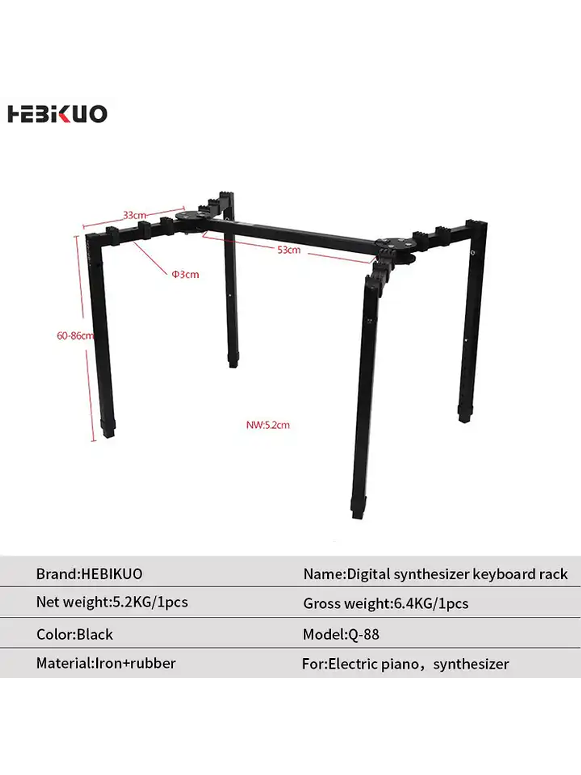 Atril para piano digital, plegable Q-88, Hebikuo 2