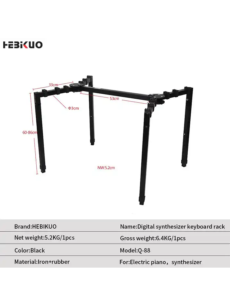Atril para piano digital, plegable Q-88, Hebikuo 2