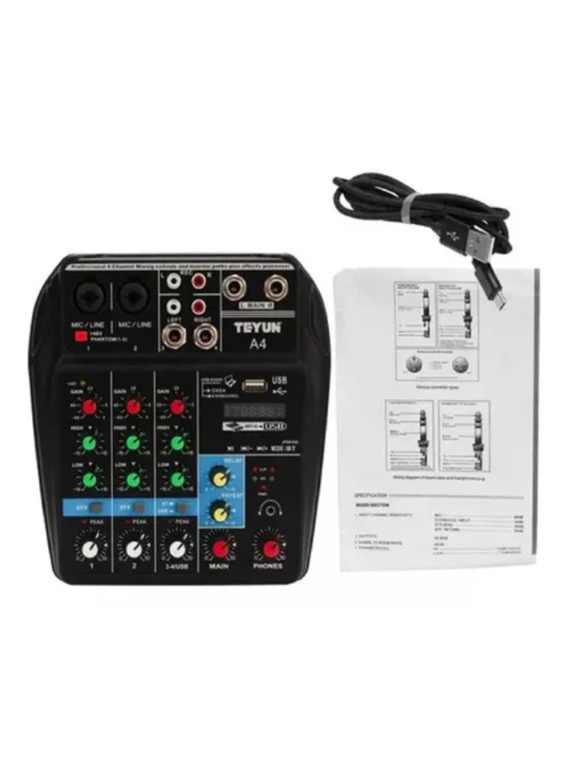 Consola Interfaz Audio Mixer 4 Canales Tu04 Usb Bluetooth 2