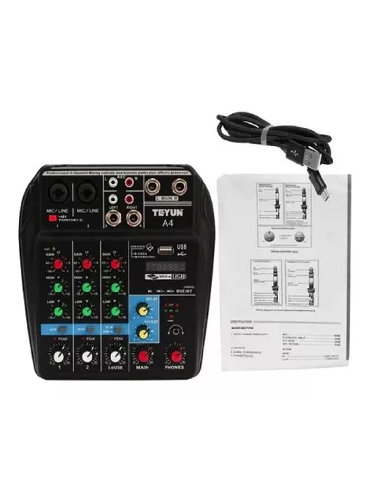 Consola Interfaz Audio Mixer 4 Canales Tu04 Usb Bluetooth 2