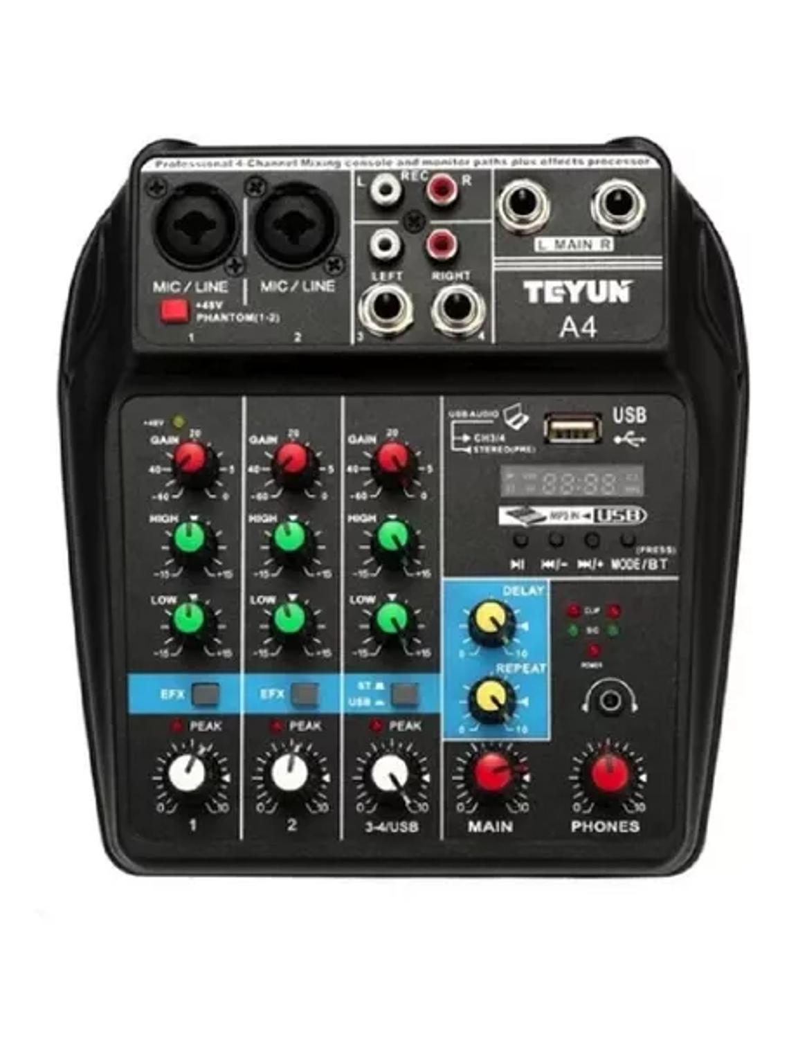 Consola Interfaz Audio Mixer 4 Canales Tu04 Usb Bluetooth 1