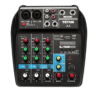 Consola Interfaz Audio Mixer 4 Canales Tu04 Usb Bluetooth