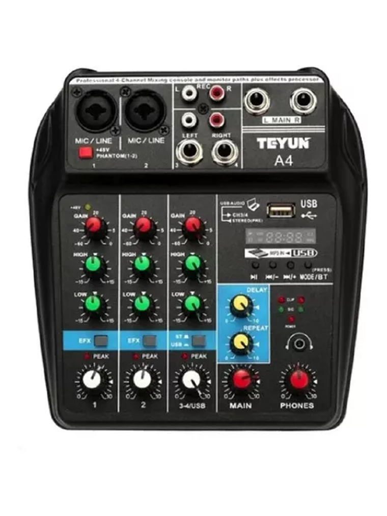 Consola Interfaz Audio Mixer 4 Canales Tu04 Usb Bluetooth 1