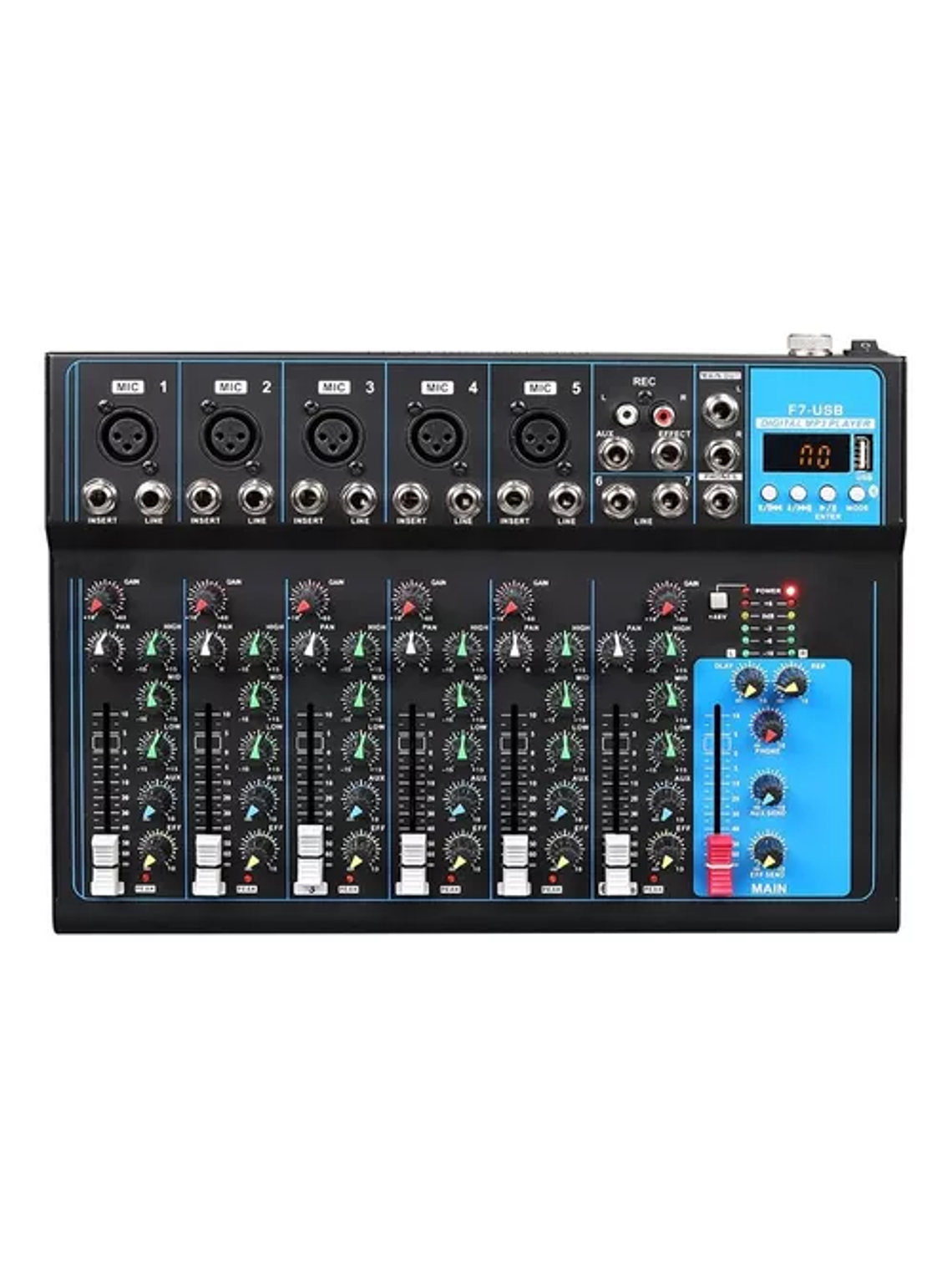 Consola Mezcladora De Audio Portátil 7 Canales 1