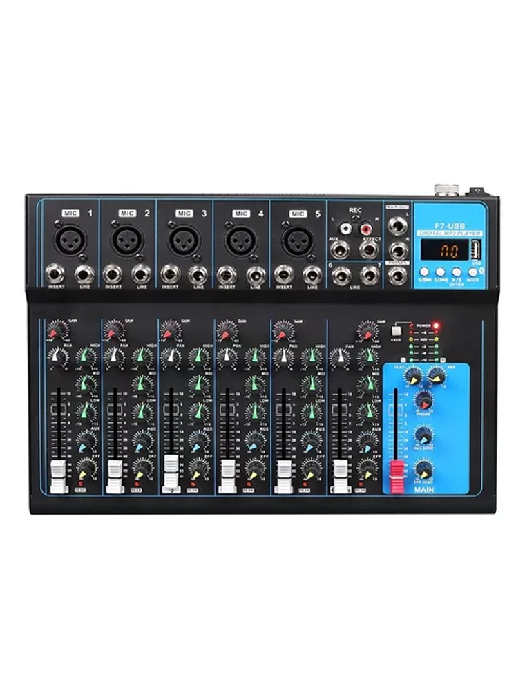 Consola Mezcladora De Audio Portátil 7 Canales 1