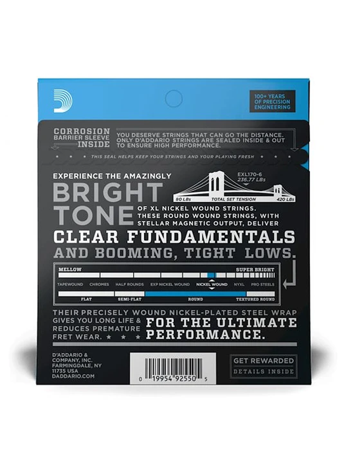 EXL170-6 Cuerdas Bajo Eléctrico 032-130 6 Cuerdas, Daddario  2