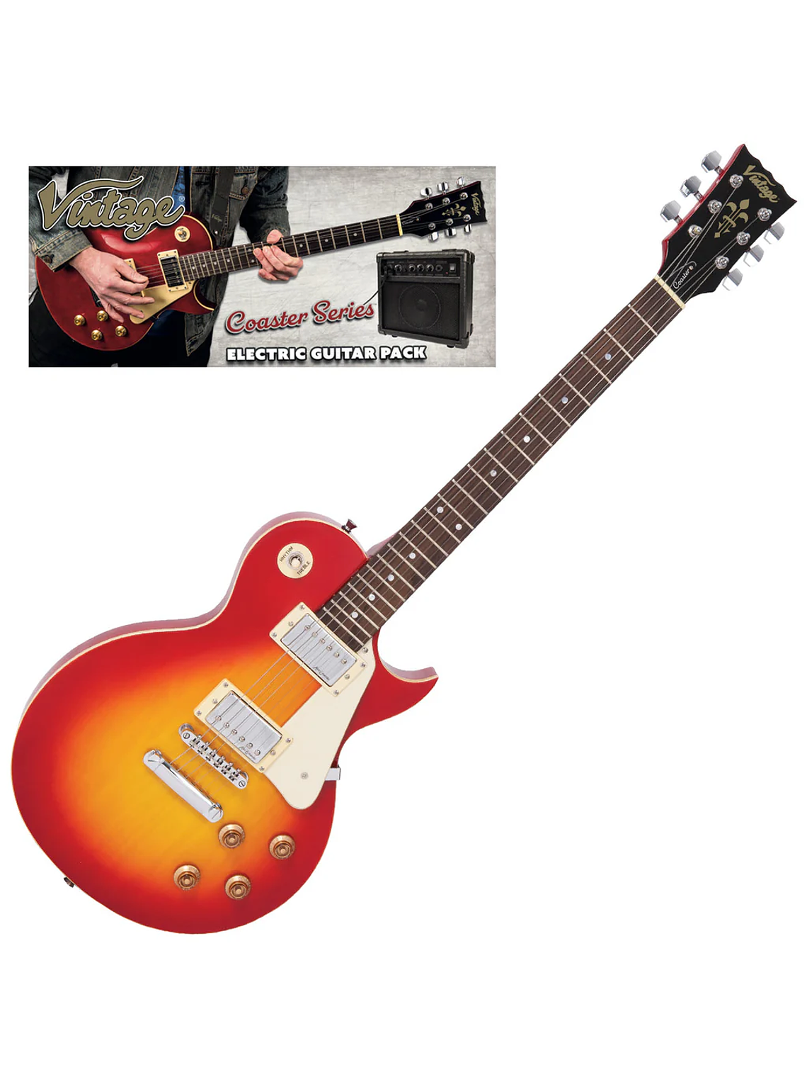 Pack de guitarra Eléctrica Coaster V10 en color Cherry Sunburst  Vintage 1