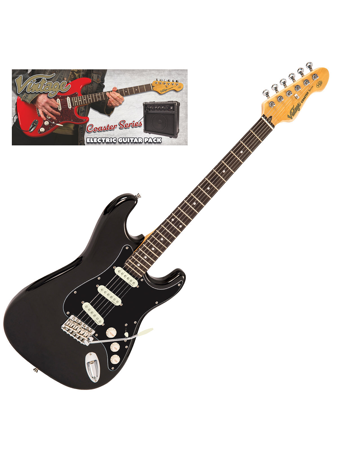 Pack de Guitarra Eléctrica Coaster V60, Negro Boulevard Vintage 1