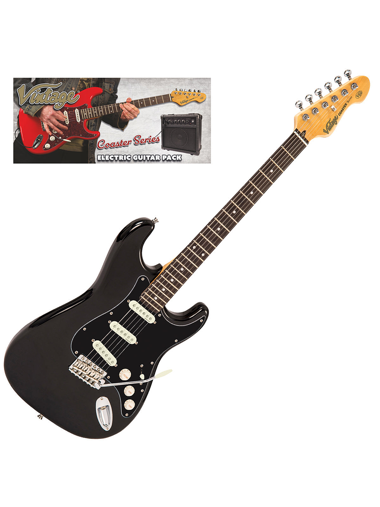Pack de Guitarra Eléctrica Coaster V60, Negro Boulevard Vintage 1