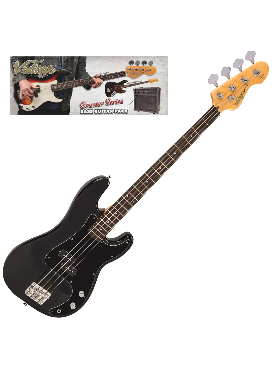 Pack De Bajo Electrico Vintage V40 Coaster - Gloss Black- Vintage  1