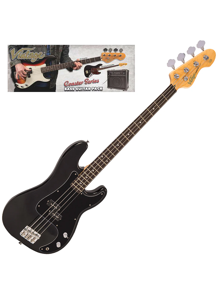 Pack De Bajo Electrico Vintage V40 Coaster - Gloss Black- Vintage  1