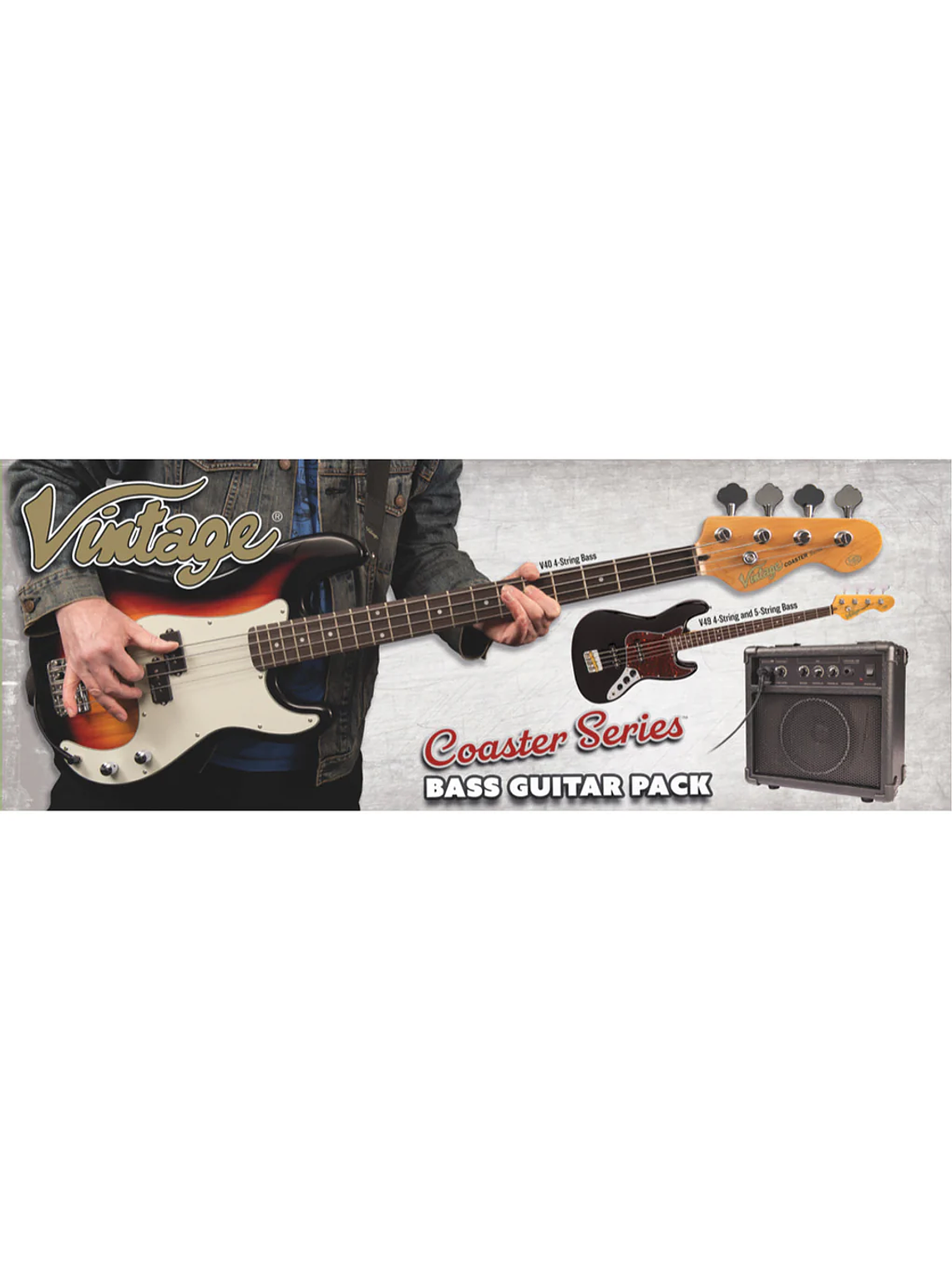 Pack De Bajo Electrico Vintage V40 Coaster - Gloss Black- Vintage  8