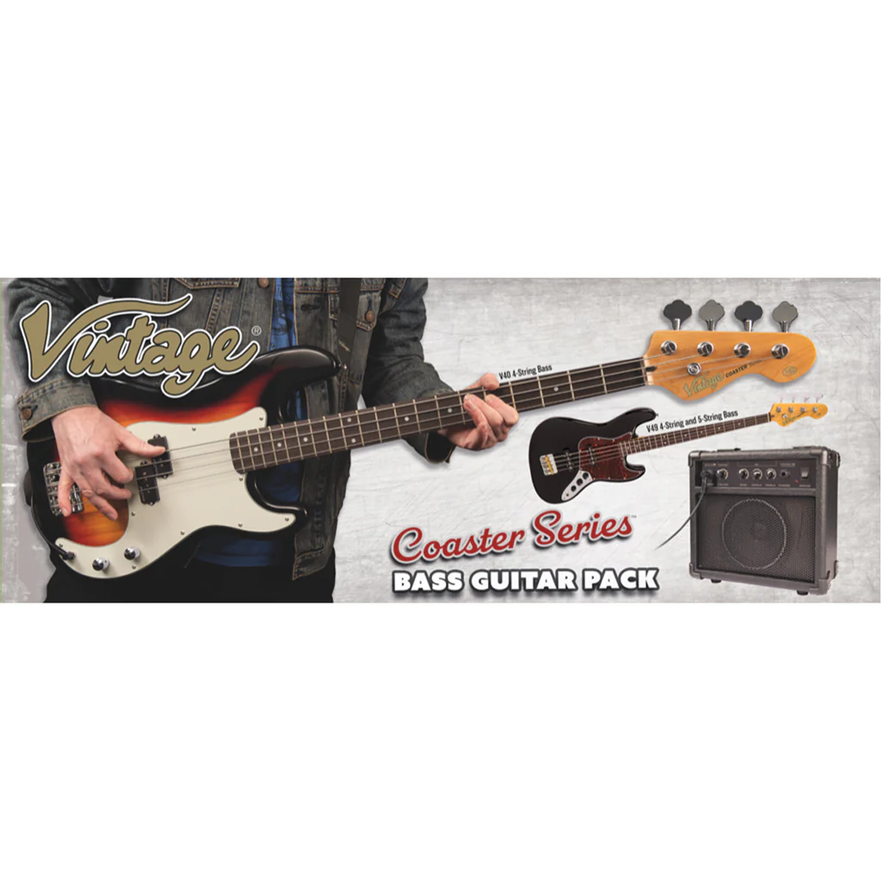 Pack De Bajo Electrico Vintage V40 Coaster - Gloss Black- Vintage 