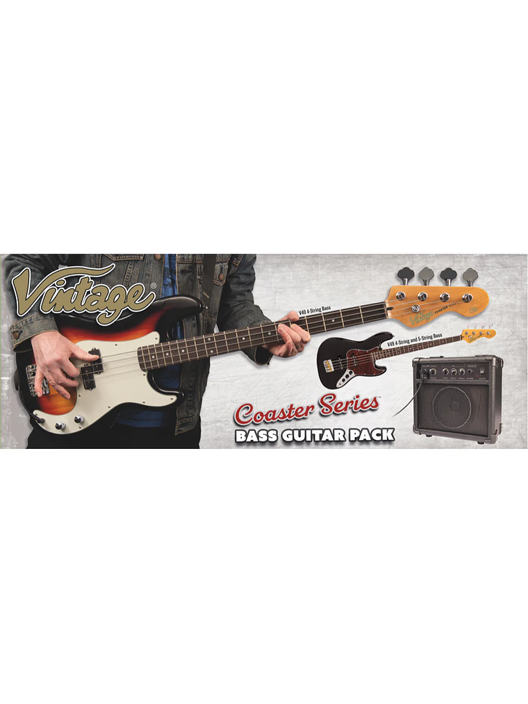 Pack De Bajo Electrico Vintage V40 Coaster - Gloss Black- Vintage  8
