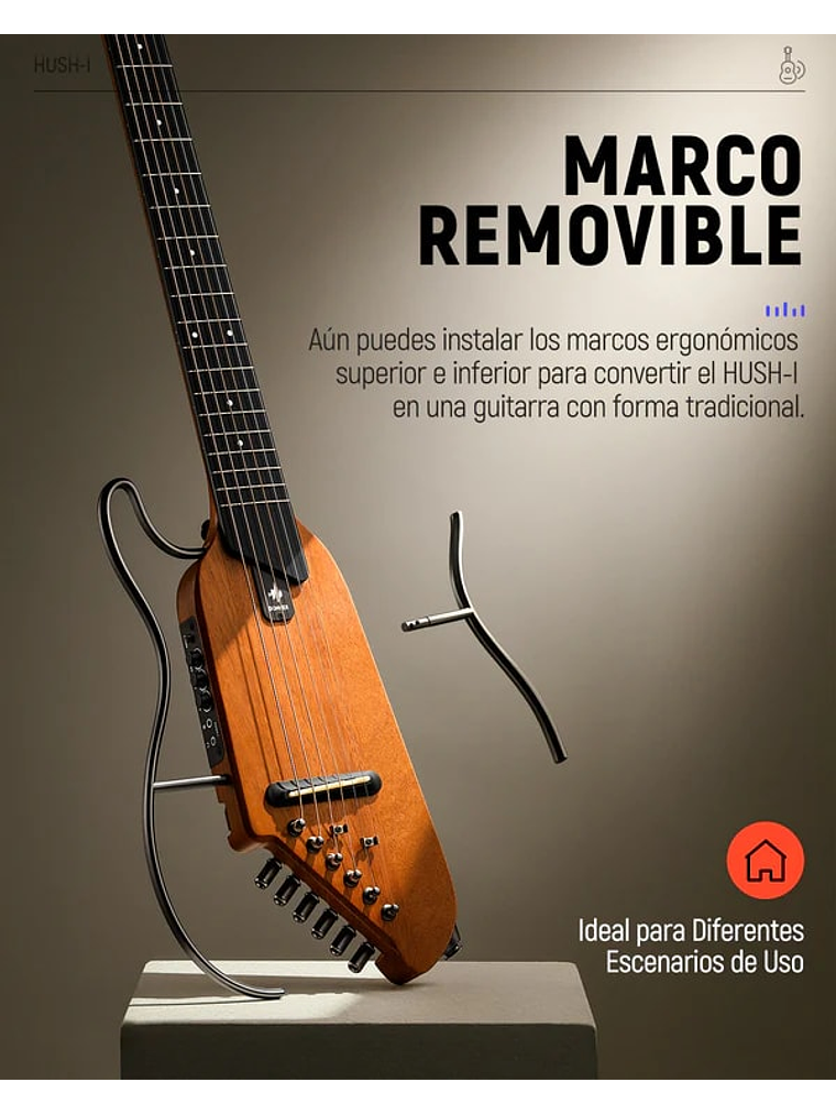 Guitarra Electroacústica de viaje Donner HUSH-I Mahogany  3