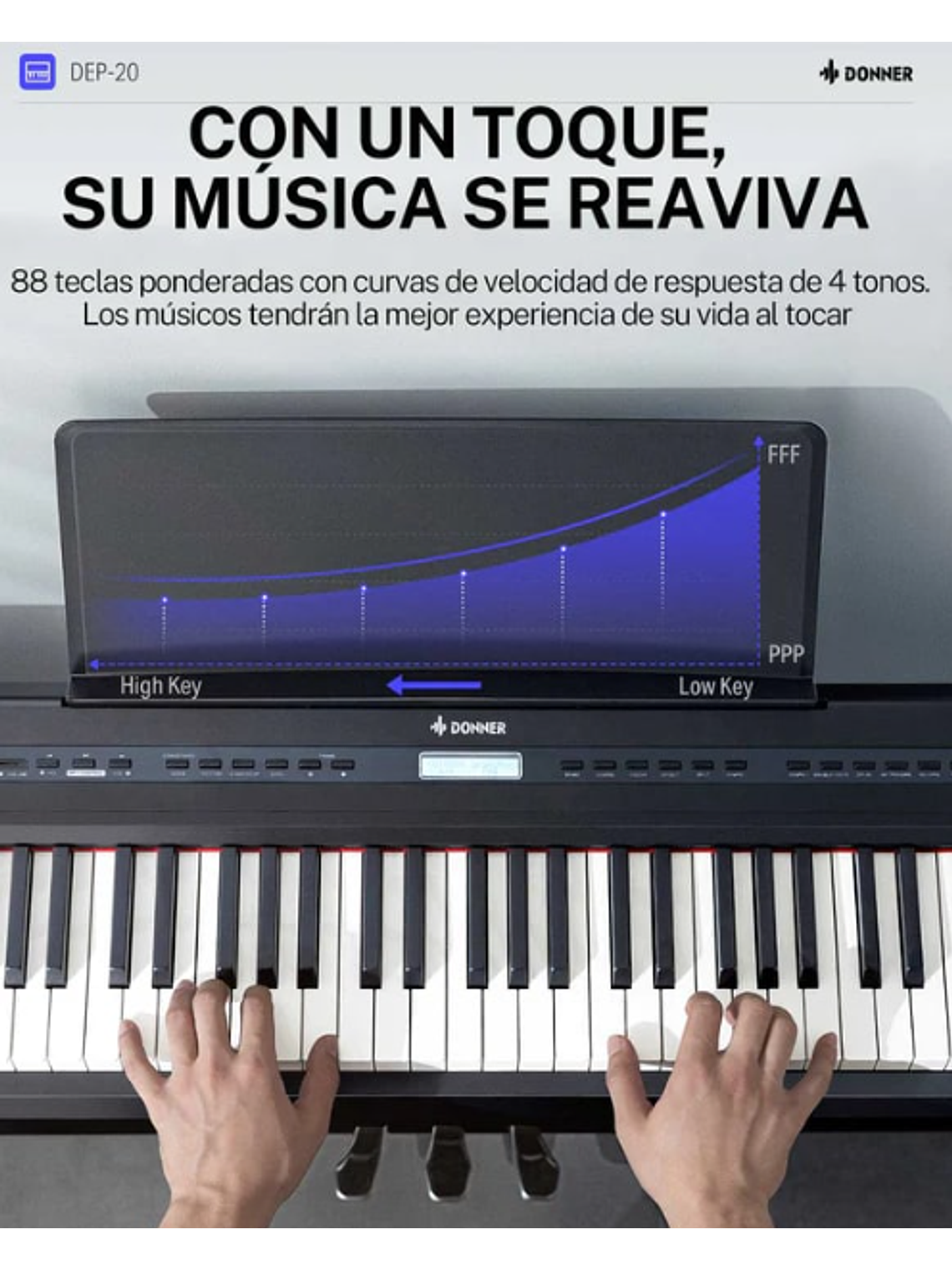 Piano Digital Donner DEP20Negro 88 Teclas Con Mueble 2