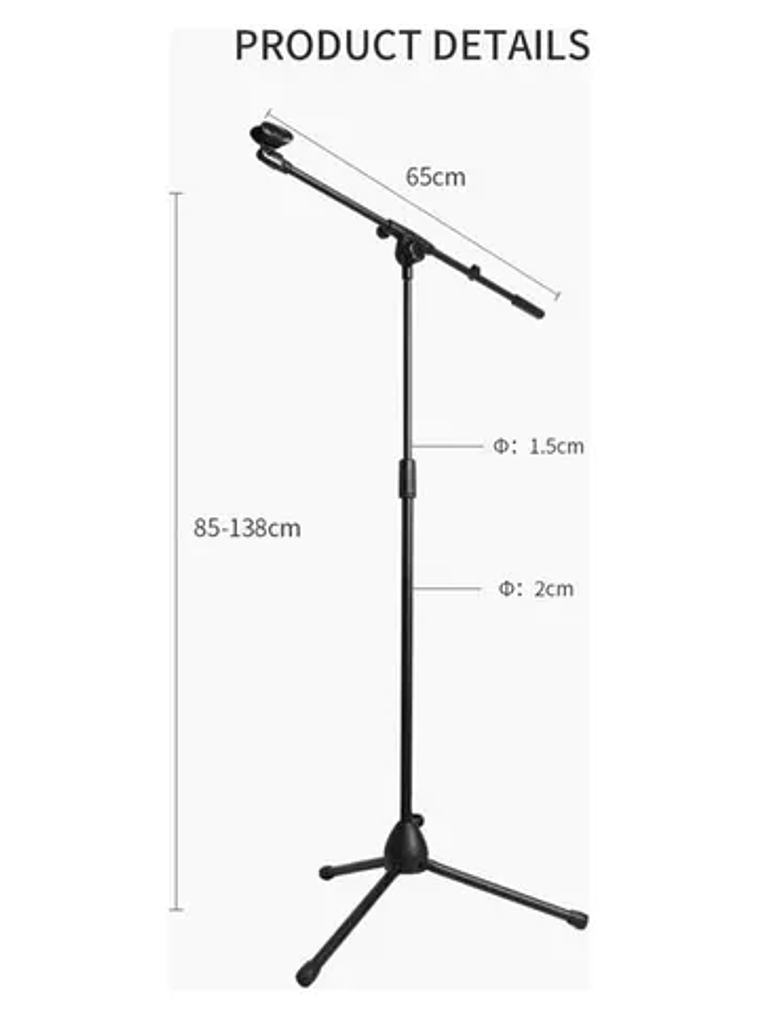 Atril De Micrófono Soporte Pedestal  Profesional Ajustable 2