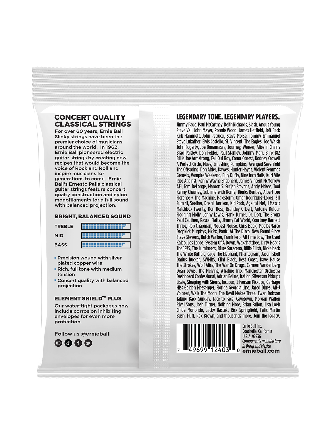 P02403 Set Cuerda Nylon Clear Silver G. Clásica Ernesto Palla ERNIE BALL 2