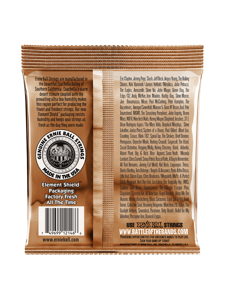 P02146 Set Cuerdas Medium Light G. Acustica Earthwood Fosforo Bronce 12-54 Ernie Ball 2