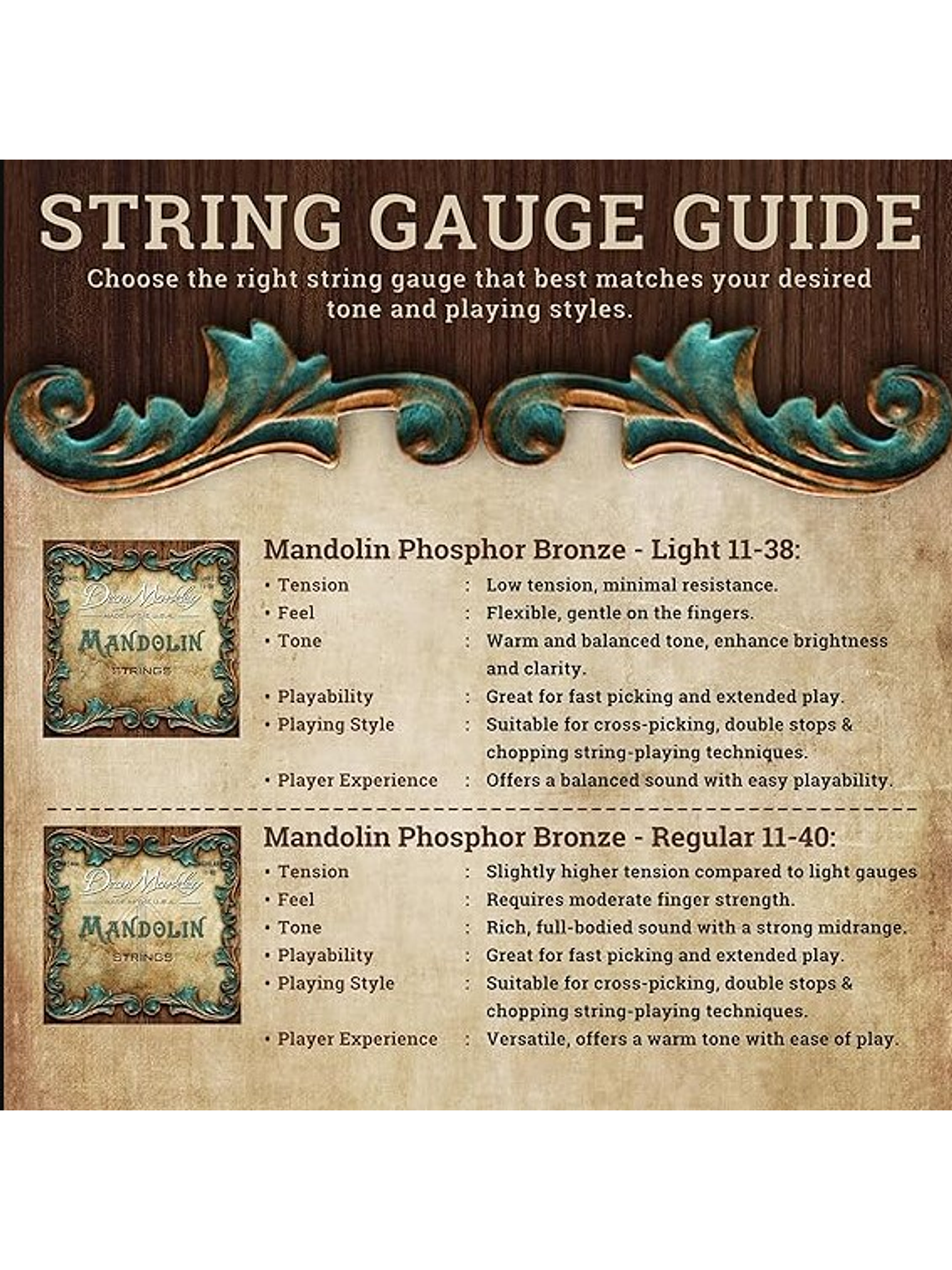 11-40 Cuerdas De Mandolina Phosbronze Light Dean Markley  2