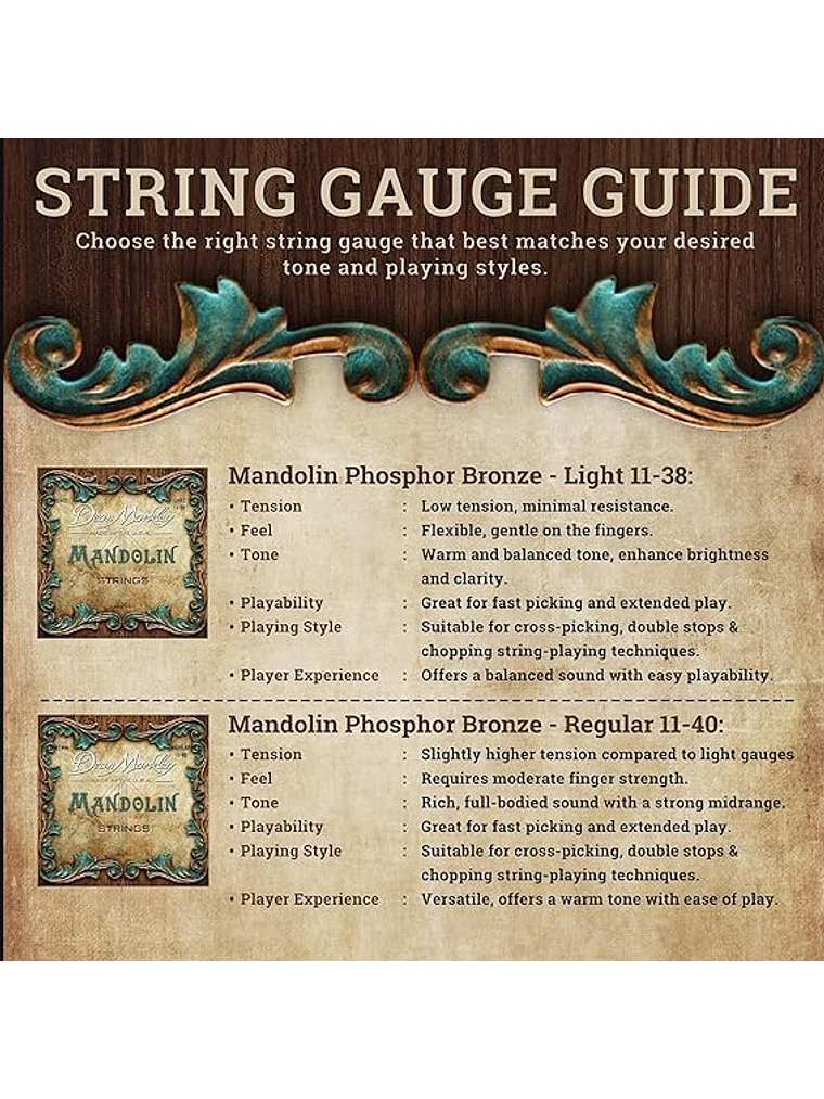 11-40 Cuerdas De Mandolina Phosbronze Light Dean Markley  2