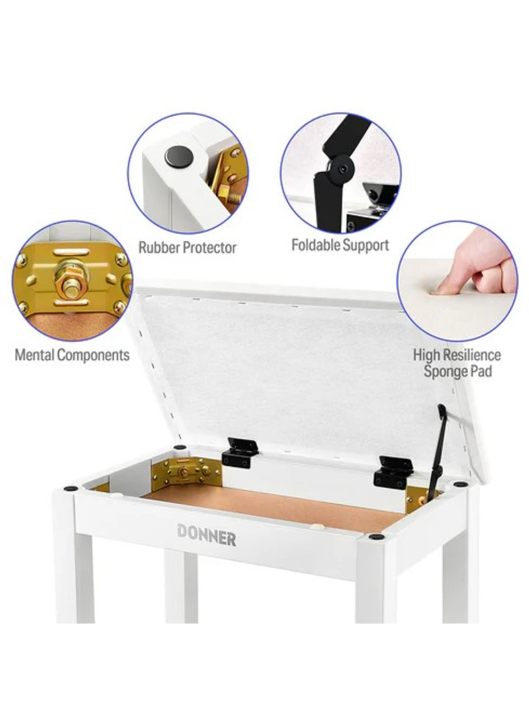 DKB10 Banqueta para Piano Blanco Donner 4