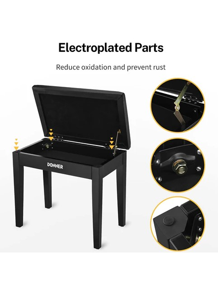  DKB10 Banqueta para Piano Color Negro Donner 3