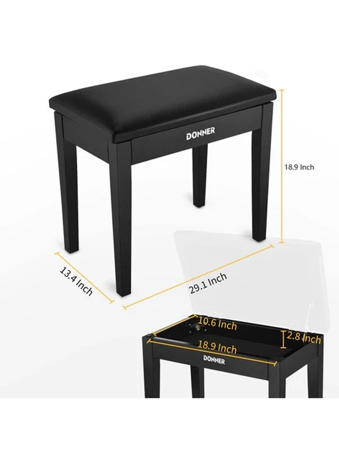  DKB10 Banqueta para Piano Color Negro Donner 5