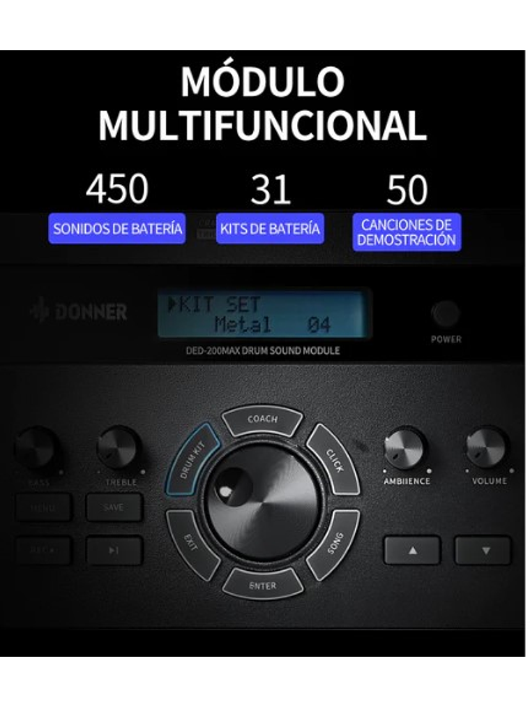 DED-200 Max Batería Electrónica Donner 3