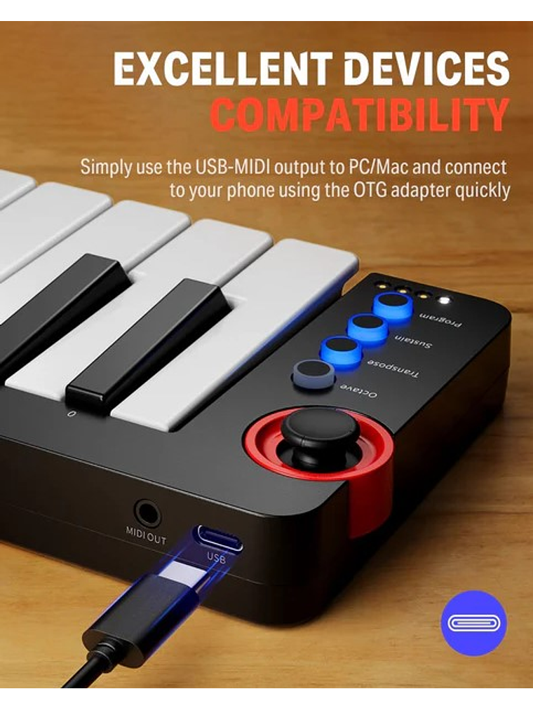 N25 Controlador Midi  25 Teclas Donner 3