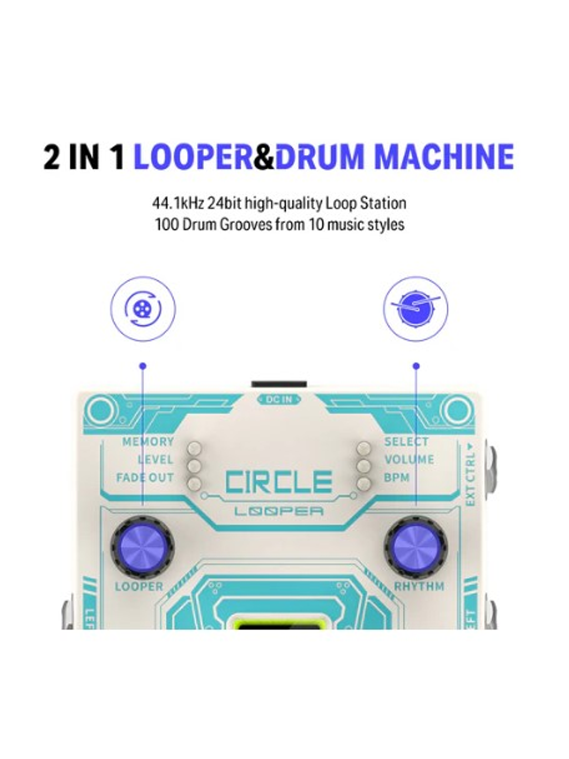 Circle Looper Pedal Looper y Caja de Ritmos DONNER 3