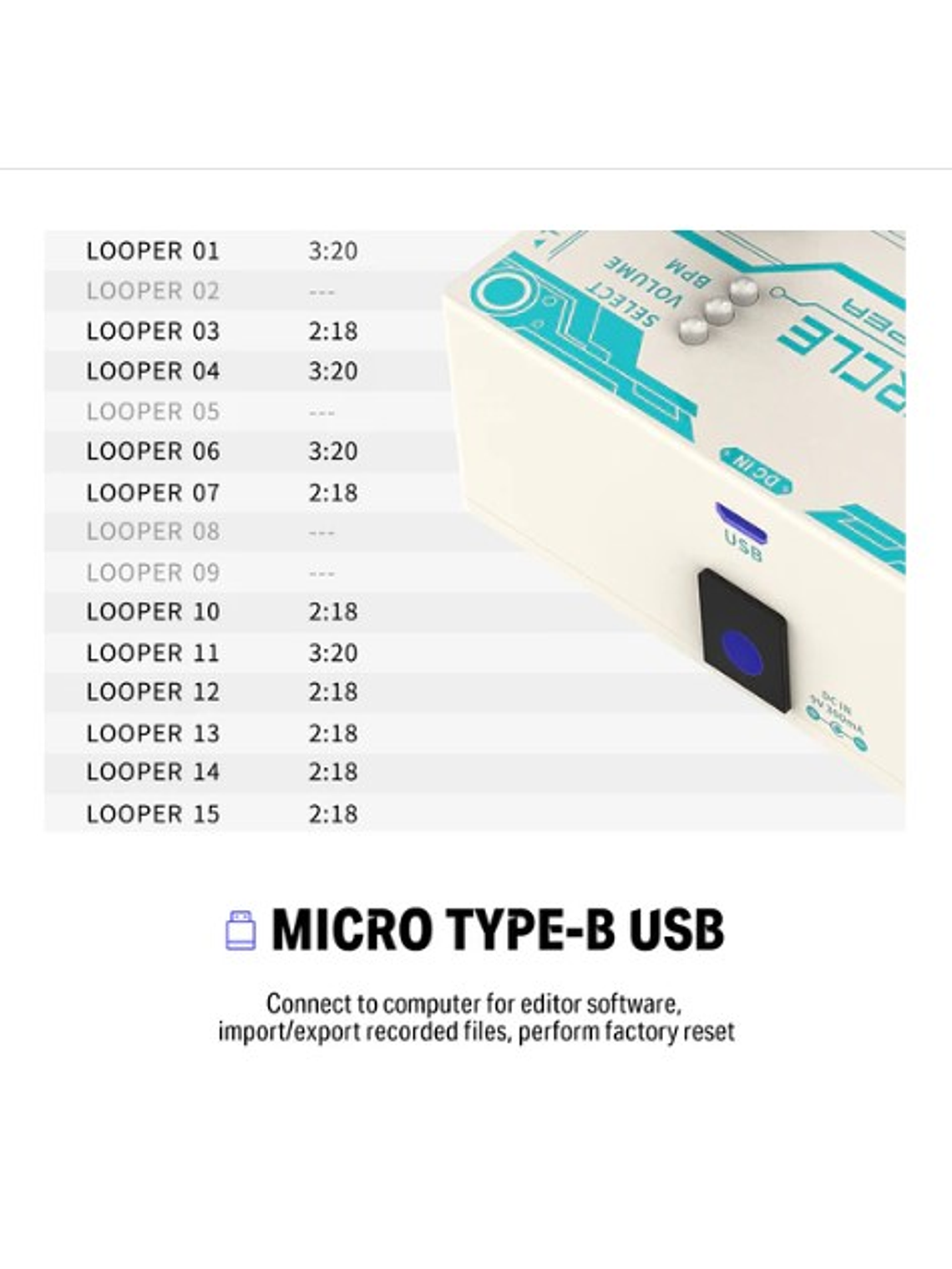 Circle Looper Pedal Looper y Caja de Ritmos DONNER 6