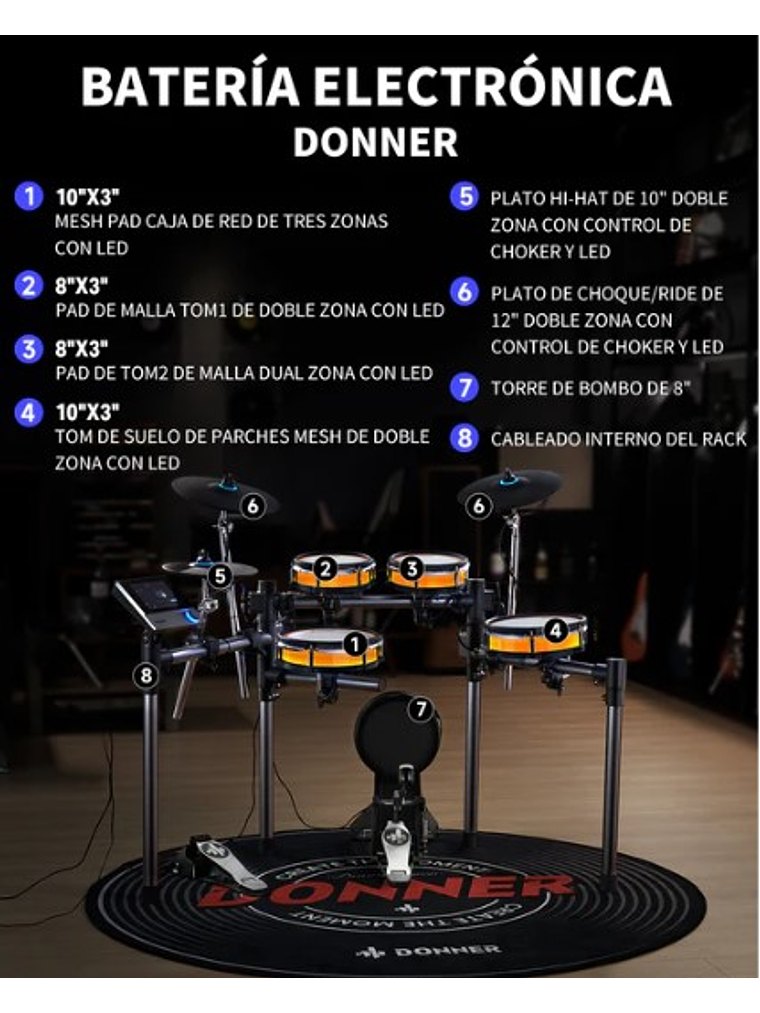 Backbeat  Batería Electrónica Donner 4