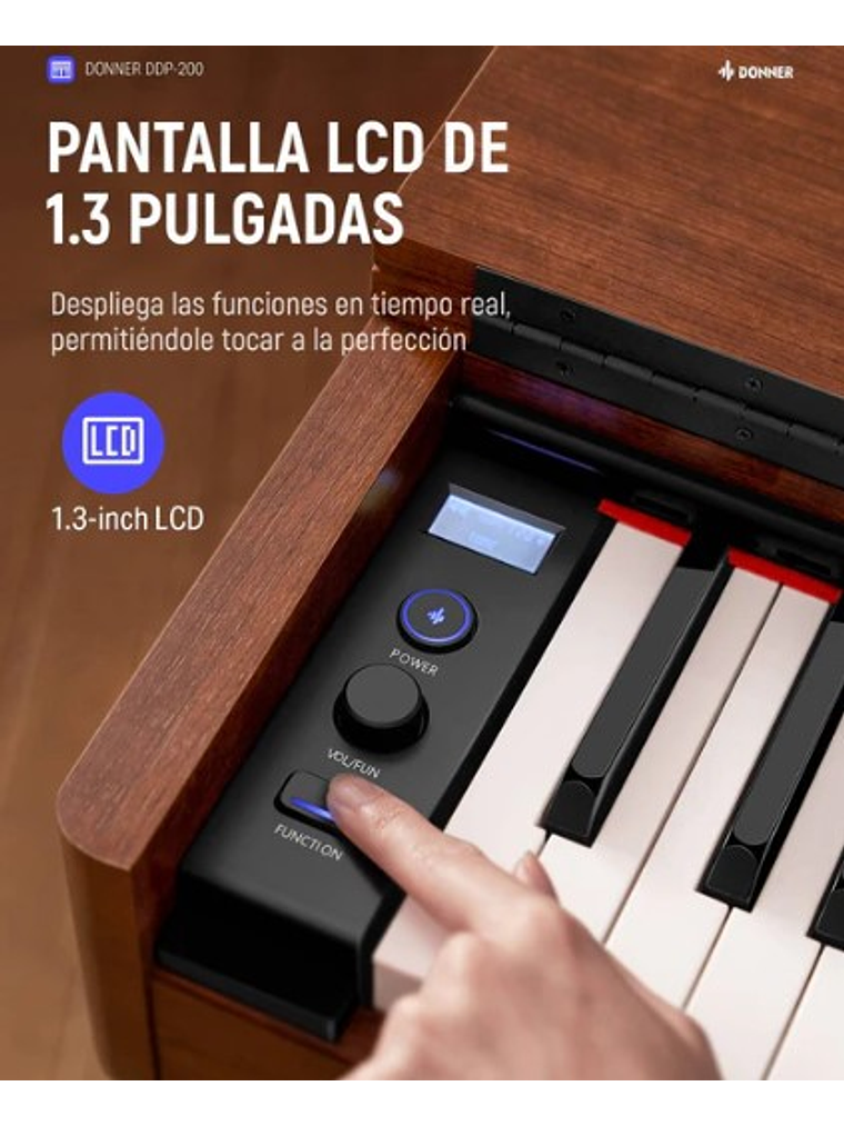 DD-P200 Piano Digital Vertical 88 Teclas Acción Martillo Donner 3