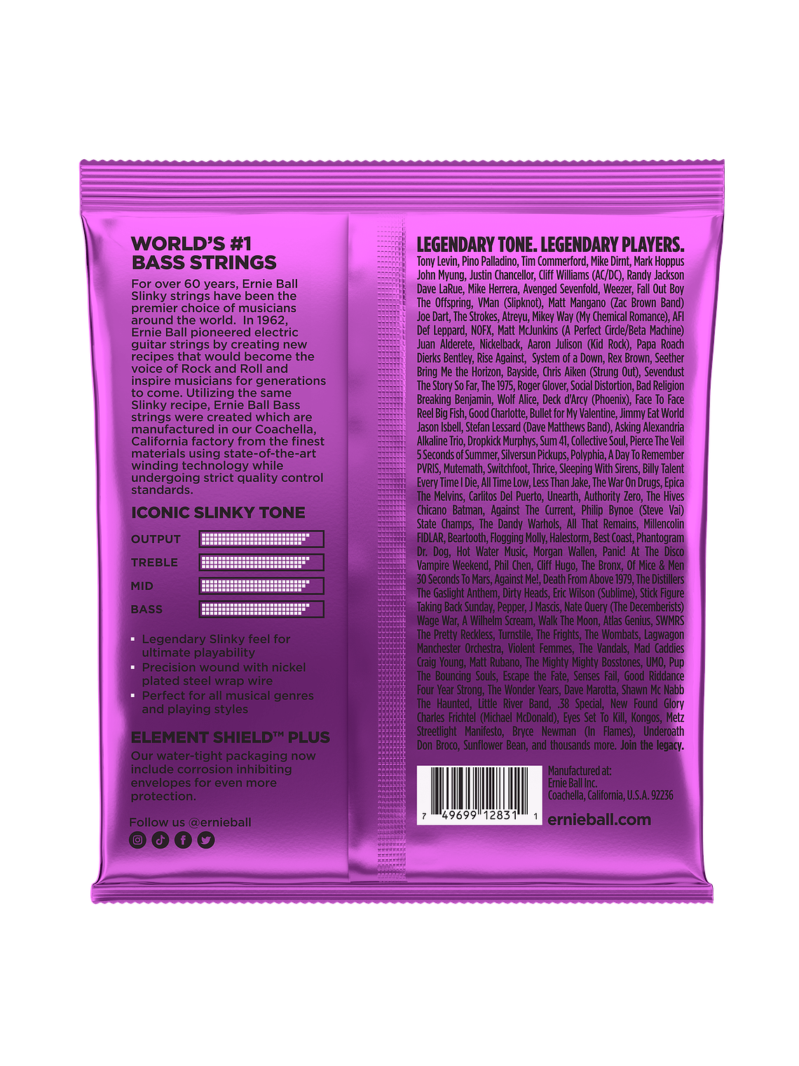 P02831 Set 4 Cuerdas Power Slinky Bajo Eléctrico 55-110 Ernie Ball 2