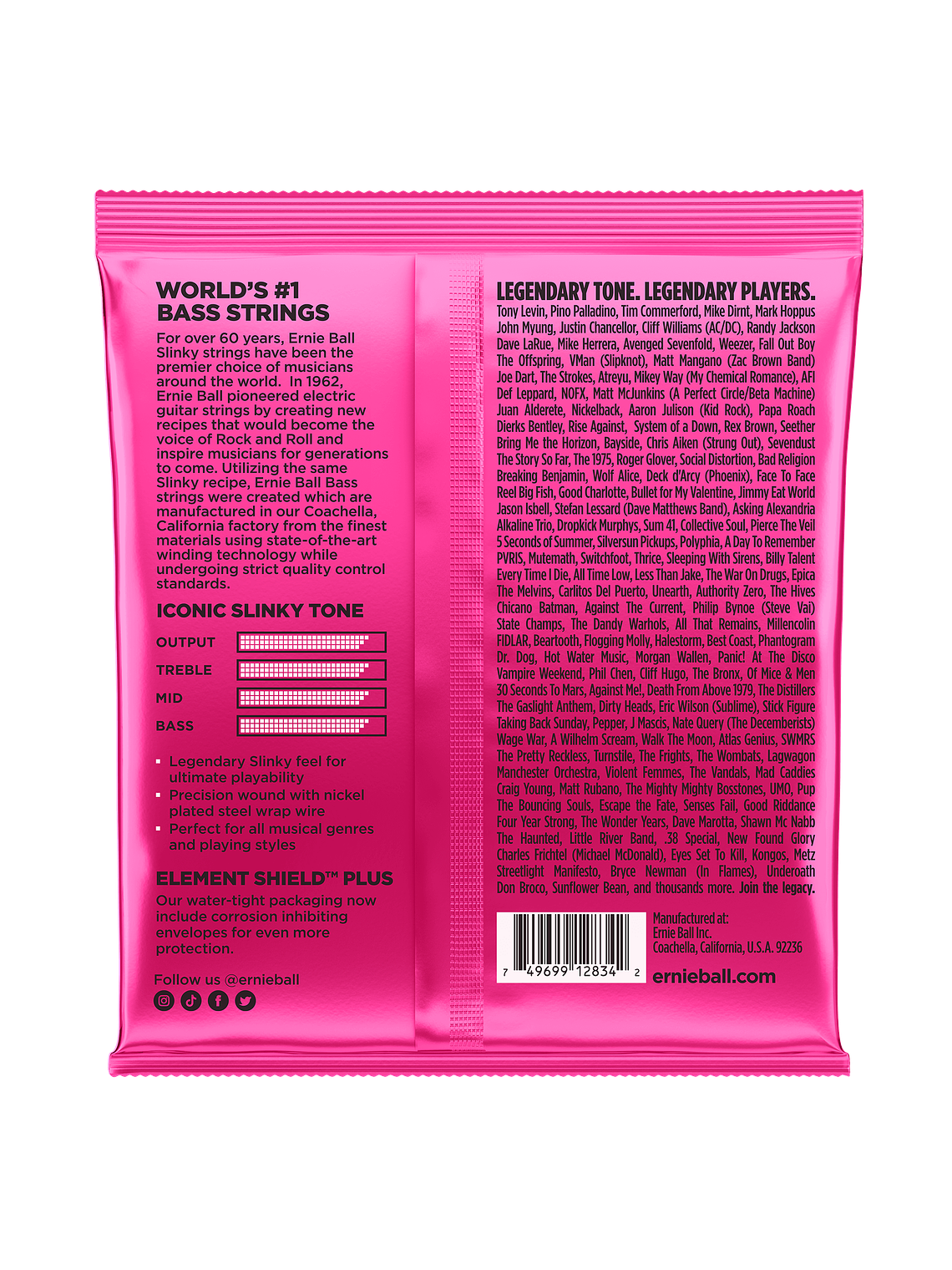 P02834 Set 4 Cuerdas Super Slinky Bajo Eléctrico 45-100 Ernie Ball 2