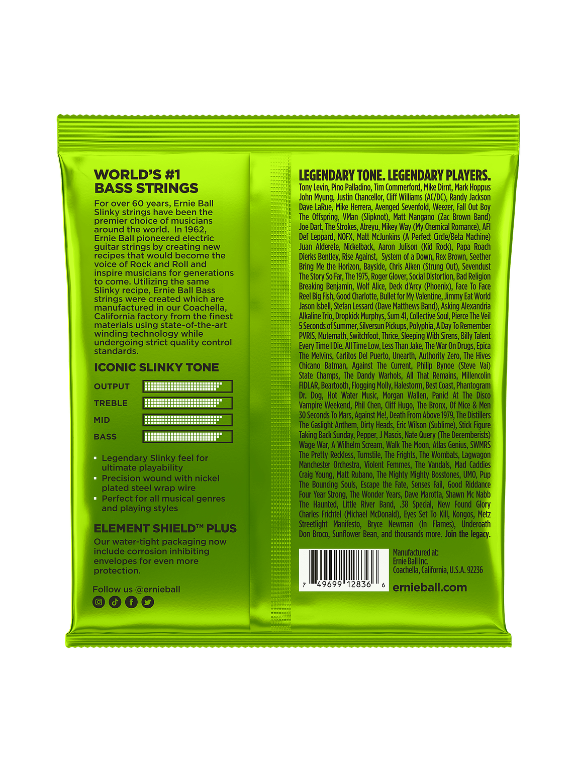 P02836 Set 5 Cuerdas Regular Slinky Bajo Eléctrico 45-130 Ernie Ball 2