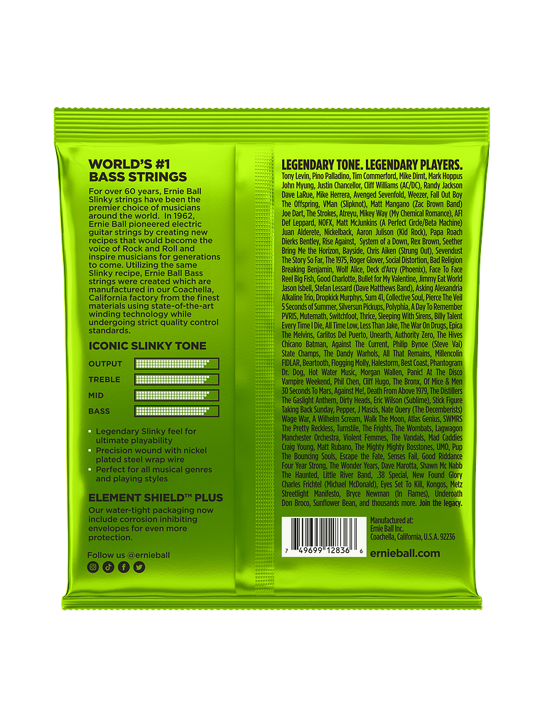 P02836 Set 5 Cuerdas Regular Slinky Bajo Eléctrico 45-130 Ernie Ball 2