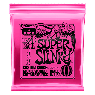 P03223 Pack 3 Set Cuerdas Super Slinky Guitarra Eléctrica 9-42 Ernie Ball 