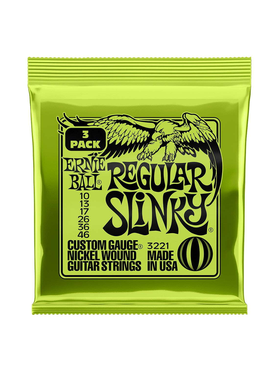 P03221 Pack de 3 Set de 6 Cuerdas Regular Slinky G. Eléctrica 10-46 Ernie Ball 1