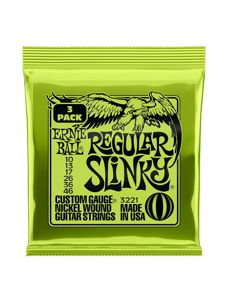 P03221 Pack de 3 Set de 6 Cuerdas Regular Slinky G. Eléctrica 10-46 Ernie Ball 1