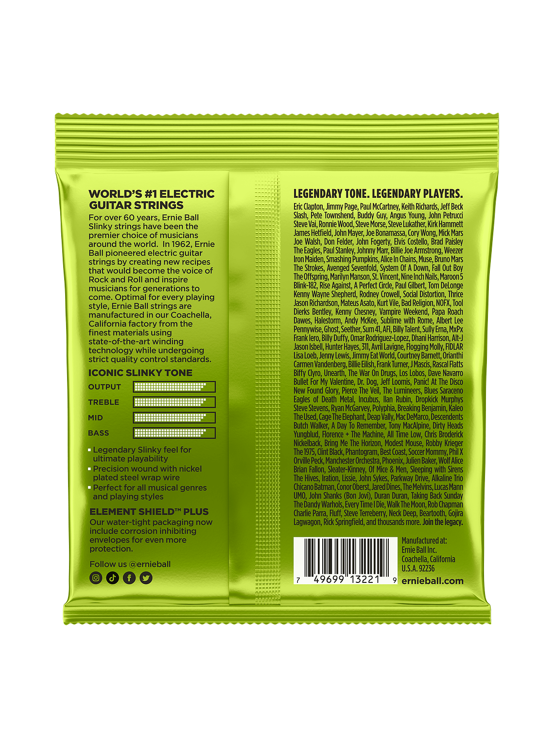 P03221 Pack de 3 Set de 6 Cuerdas Regular Slinky G. Eléctrica 10-46 Ernie Ball 2