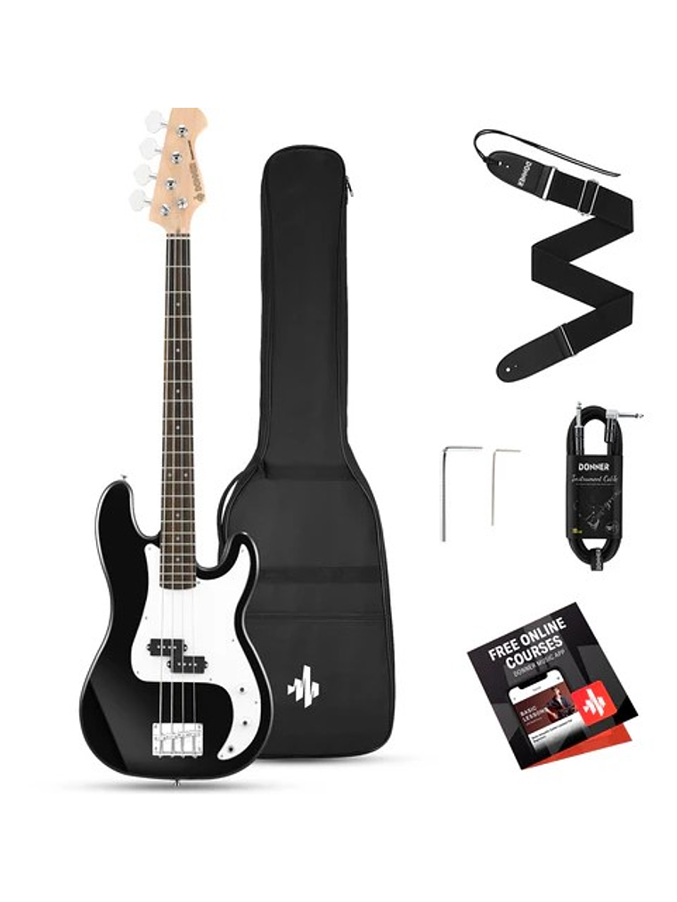 DPB-510B Pack De Bajo Eléctrico, Incluye Funda Y Accesorios. Donner 1