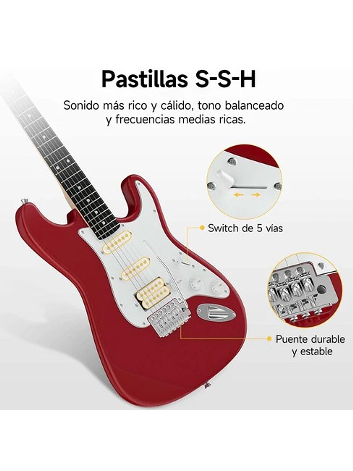 DST-100R Pack De Guitarra Eléctrica Roja Donner  3